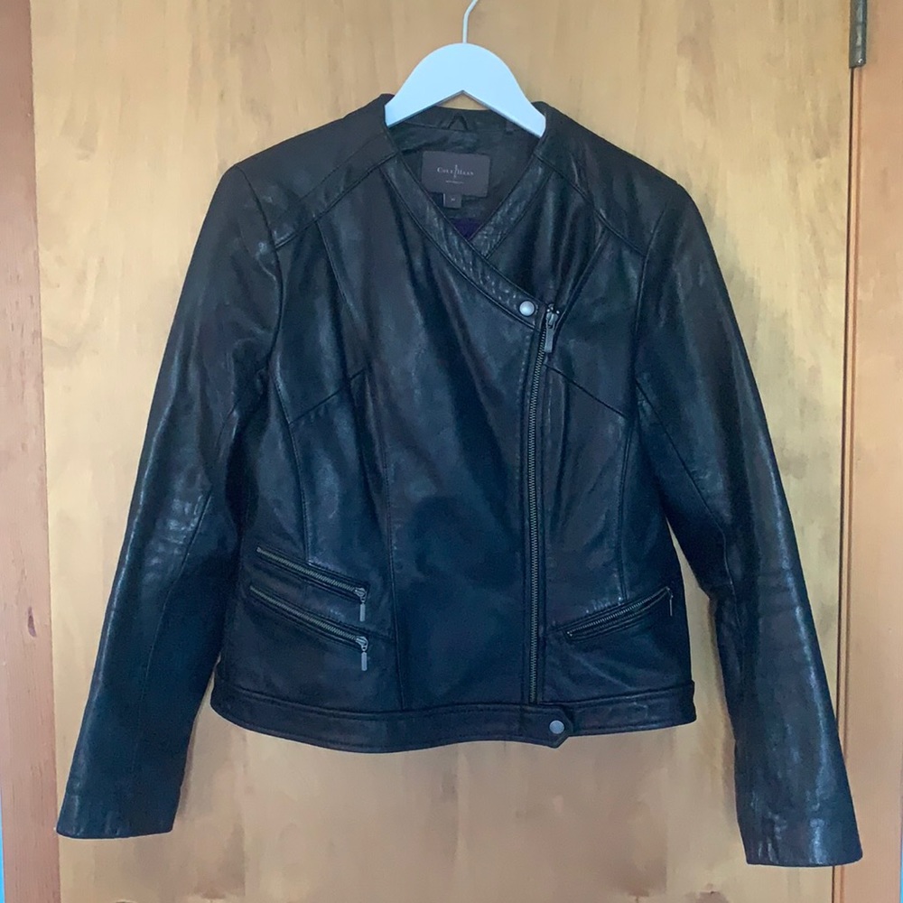 Real leather Cole Haan motorcycle jacket Sz Med